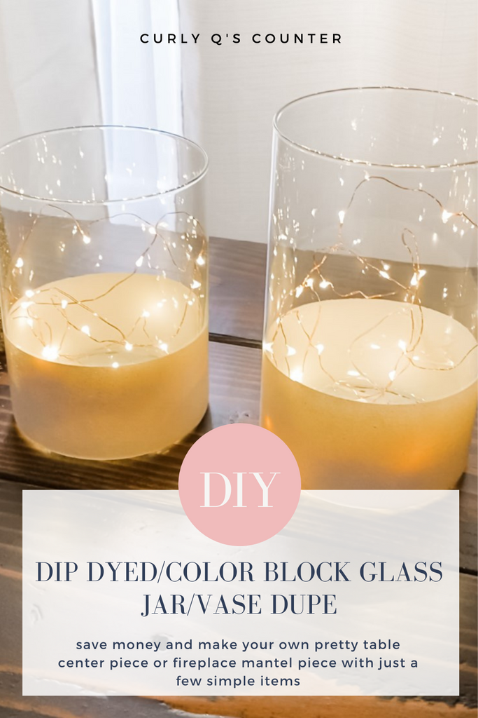 DIY Dip Dyed Color Block Glass Vase with Lights