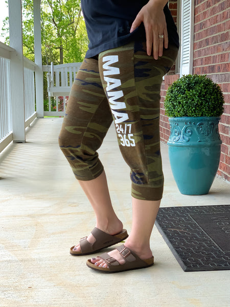 PREORDER Mama 24/7 365 [Camo Cropped Joggers - Women's Fit]
